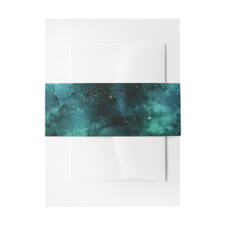 Teal Galaxy Series Design 1 Invitation Belly Band