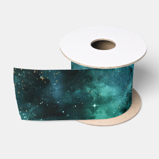 Teal Galaxy Series Design 1 Satin Ribbon
