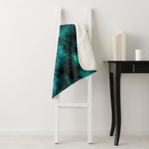 Teal Galaxy Series Design 1 Sherpa Blanket