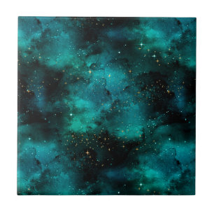 Teal Galaxy Series Design 1 Tile