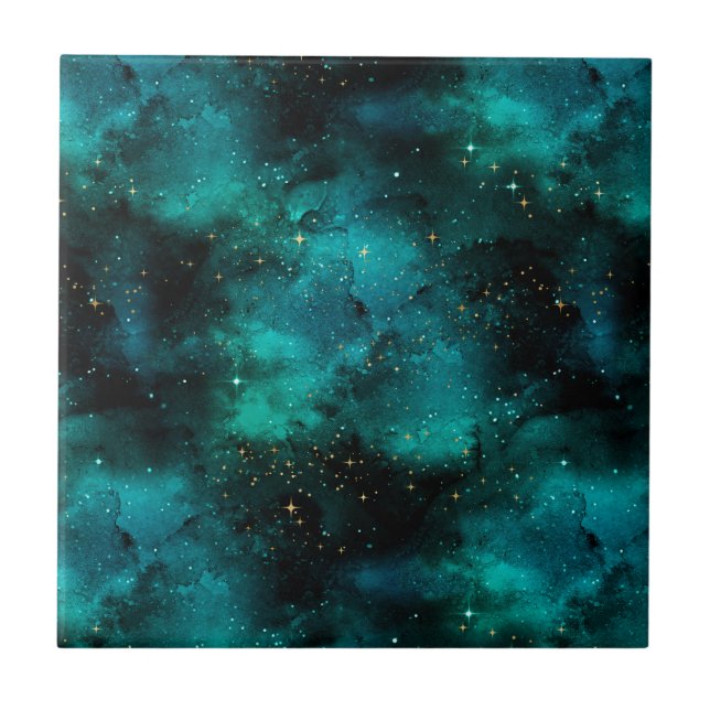 Teal Galaxy Series Design 1 Tile (Front)