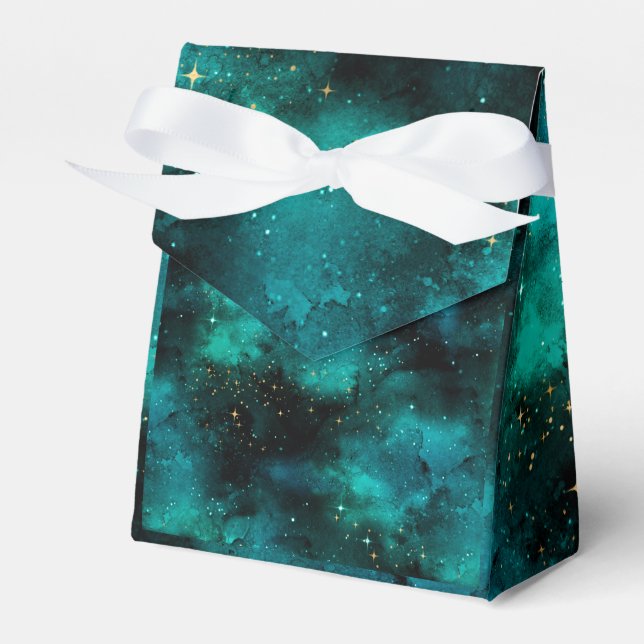 Teal Galaxy Series Design 1 Tote Bag Favour Box (Front Side)