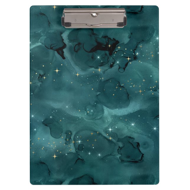 Teal Galaxy Series Design 2 Clipboard (Front)