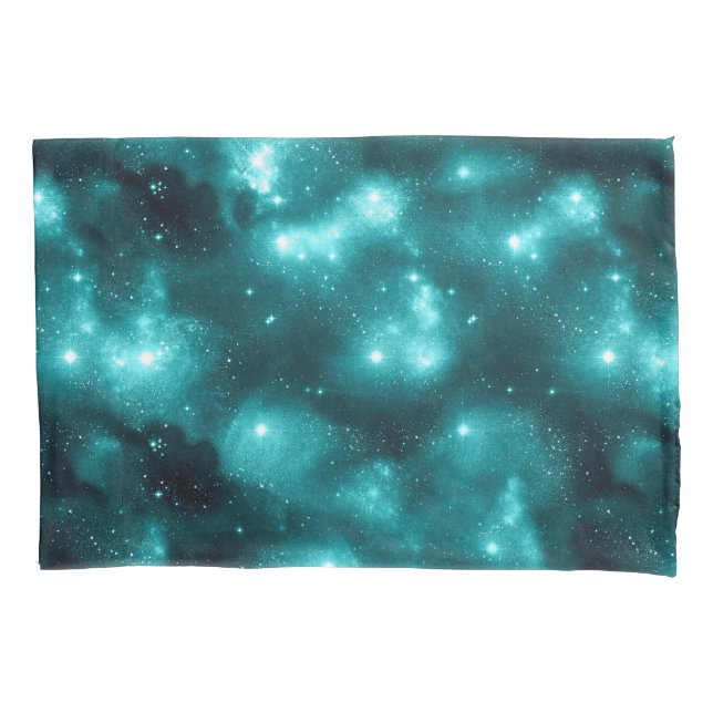 Teal Galaxy Series Design 3  Pillowcase (Front-Left)