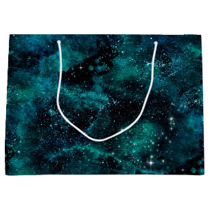 Teal Galaxy Series Design 4  Large Gift Bag