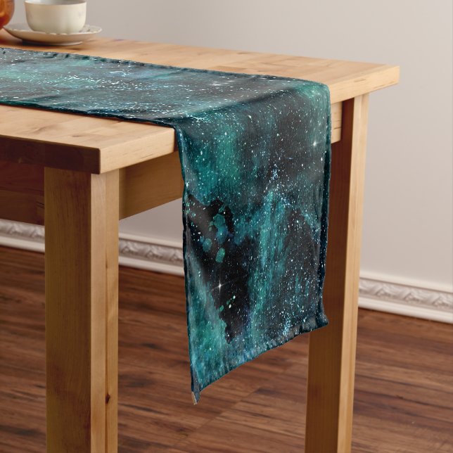 Teal Galaxy Series Design 4  Medium Table Runner (In Situ)