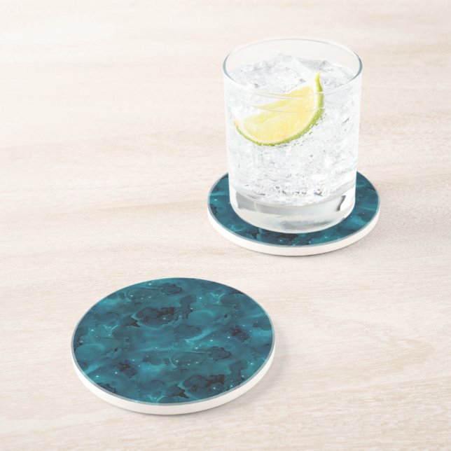 Teal Galaxy Series Design 5  Coaster (Side)