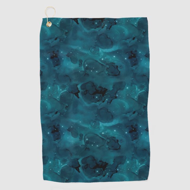 Teal Galaxy Series Design 5  Golf Towel (Front)