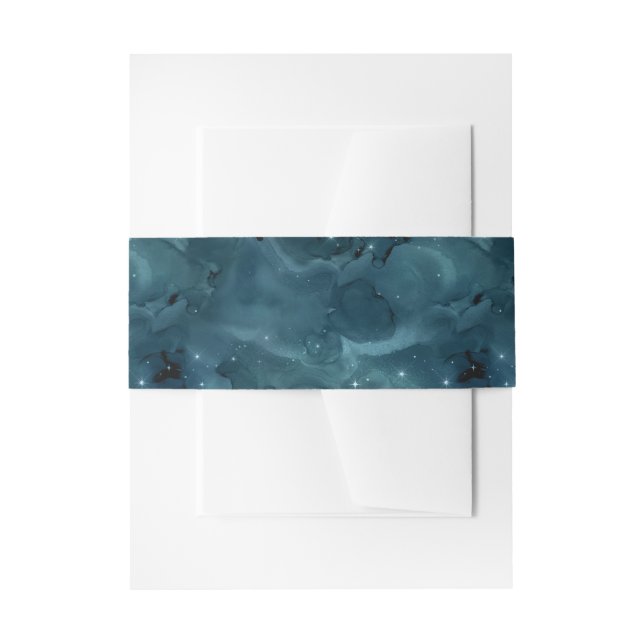 Teal Galaxy Series Design 5 Invitation Belly Band (Front Example)
