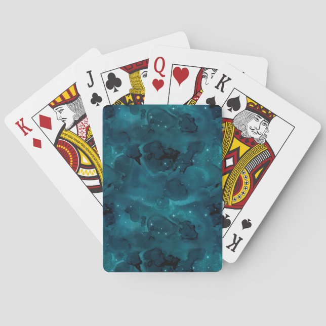 Teal Galaxy Series Design 5  Playing Cards (Back)