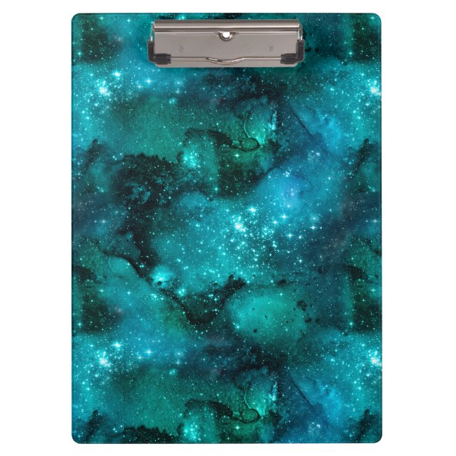 Teal Galaxy Series Design 6 Clipboard (Front)