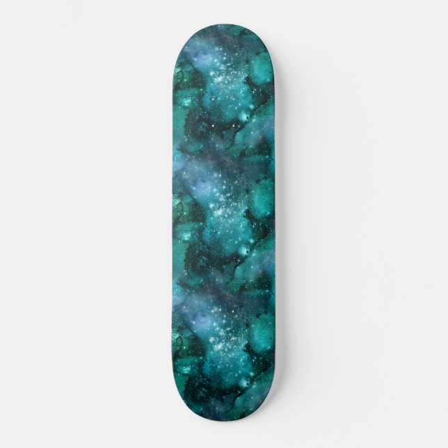 Teal Galaxy Series Design 6   Skateboard (Front)