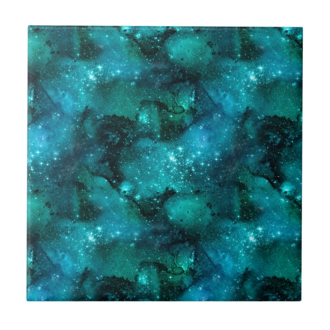 Teal Galaxy Series Design 6   Tile (Front)