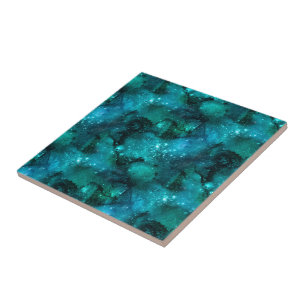Teal Galaxy Series Design 6 Tile