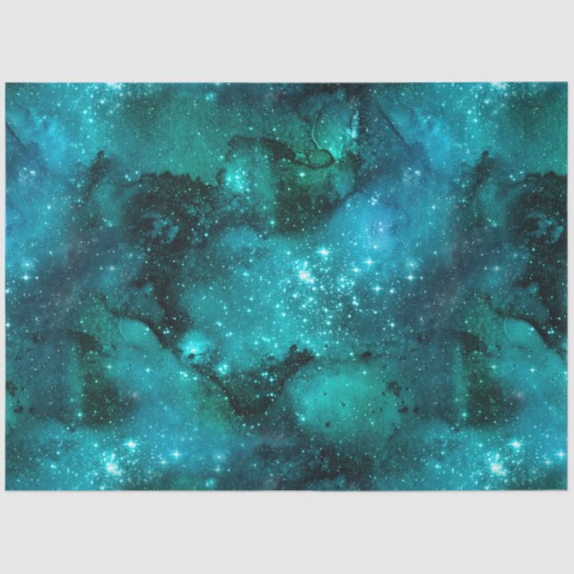 Teal Galaxy Series Design 6 Tissue Paper (Front)