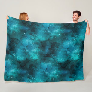 Teal Galaxy Series Design 7 Fleece Blanket