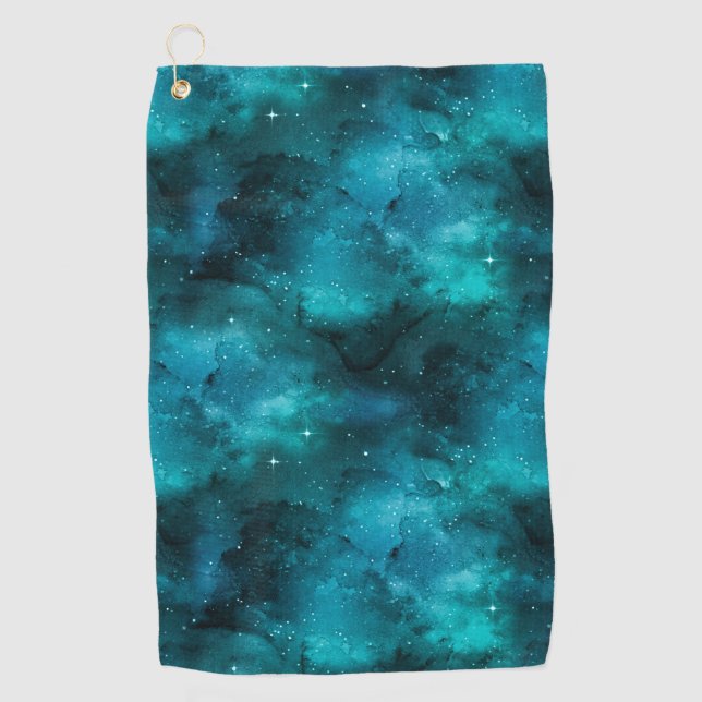 Teal Galaxy Series Design 7  Golf Towel (Front)