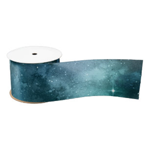 Teal Galaxy Series Design 7  Satin Ribbon