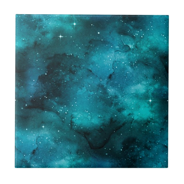 Teal Galaxy Series Design 7 Tile (Front)