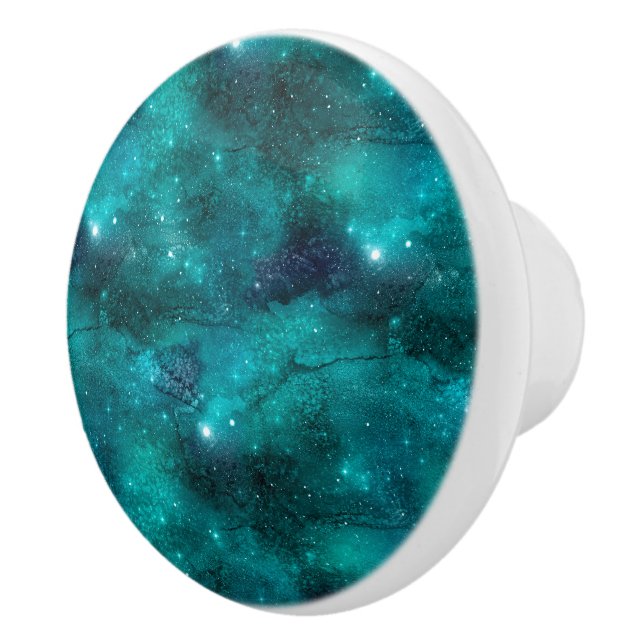 Teal Galaxy Series Design 8 Ceramic Knob (Right)