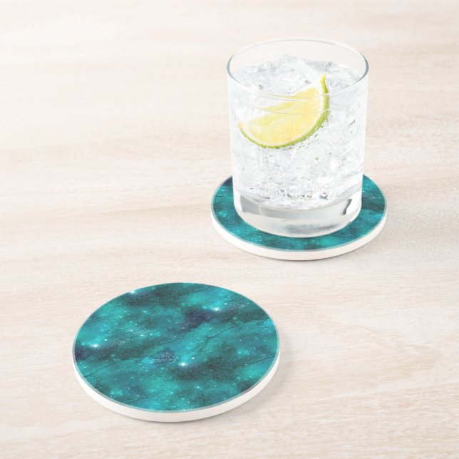 Teal Galaxy Series Design 8  Coaster (Side)
