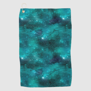 Teal Galaxy Series Design 8 Golf Towel