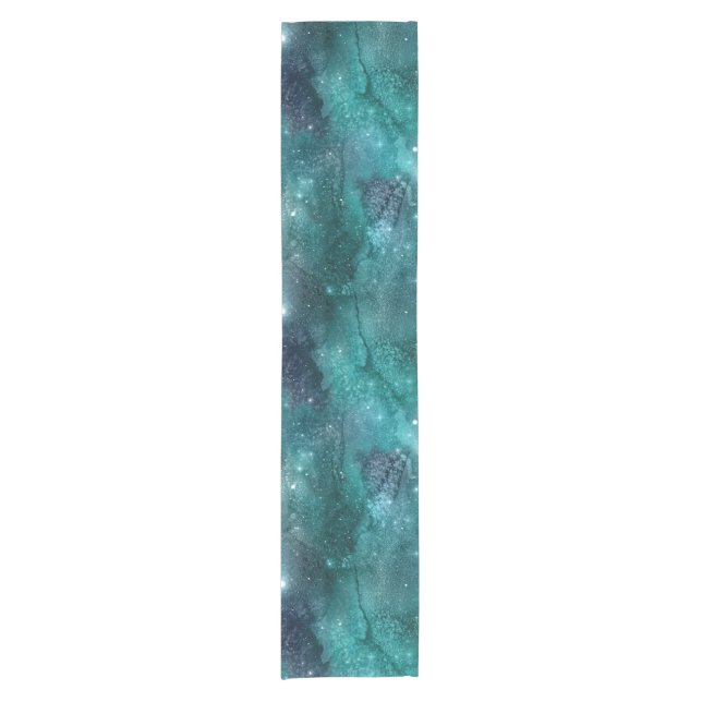 Teal Galaxy Series Design 8 Short Table Runner (Front)