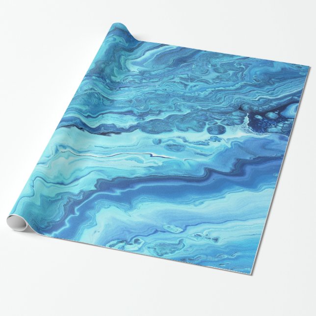 Teal Geode Wrapping Paper (Unrolled)