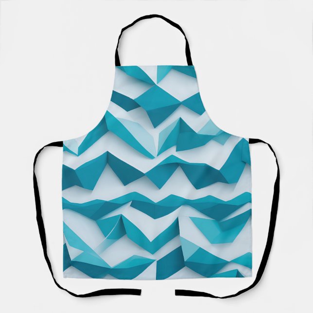 Teal Geometric Chevron 3D Pattern Apron (Front)