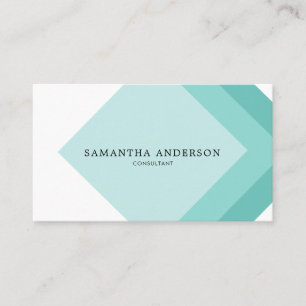 Teal Geometric Chevron Simple Modern Business Card