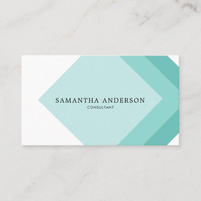Teal Geometric Chevron Simple Modern Business Card (Front)