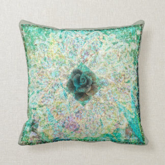 Teal Geometric Floral Pillow by Carol Zeock