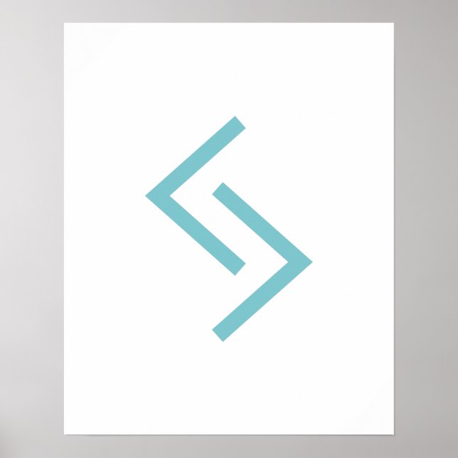 Teal Geometric Jera (Year) Viking Rune Poster (Front)