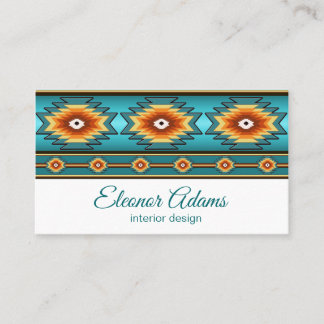 Teal geometric pattern. business card