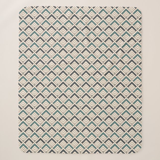 Teal Geometric Pattern Sherpa Blanket (Front)