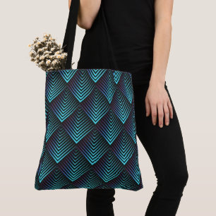 Teal Geometric Pattern Tote Bag