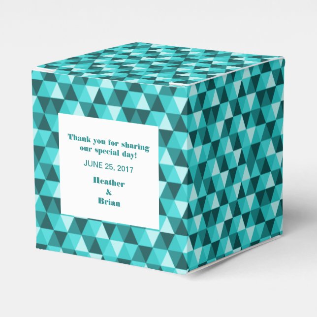 Teal Geometric Triangles Favour Box (Front Side)