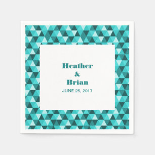 Teal Geometric Triangles Paper Napkins