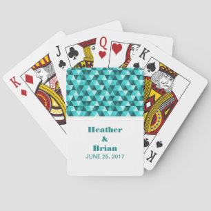 Teal Geometric Triangles Playing Cards