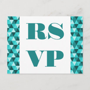 Teal Geometric Triangles RSVP Postcard