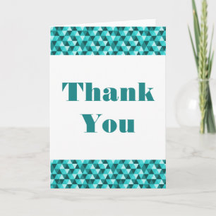 Teal Geometric Triangles Thank You Card