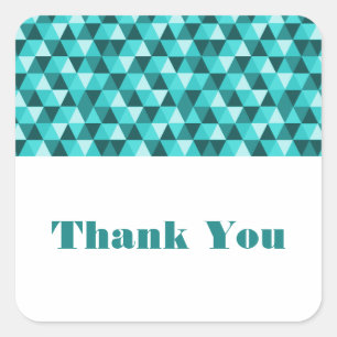 Teal Geometric Triangles Thank You Stickers