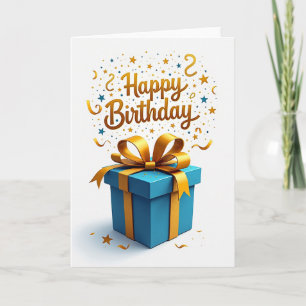 Teal Gift Happy Birthday Card