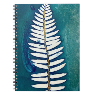 Teal Gilded Cyanotype Fern Spiral Notebook