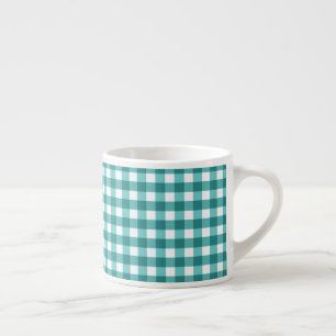 Teal gingham espresso cup