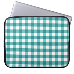 Teal gingham laptop sleeve