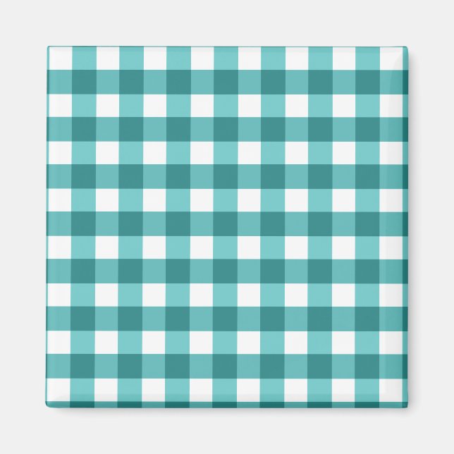 Teal gingham magnet (Front)
