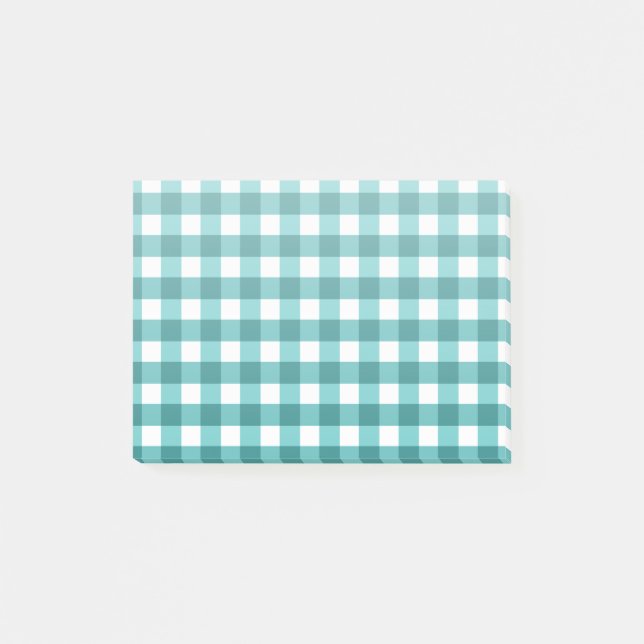 Teal gingham post-it notes (Front)
