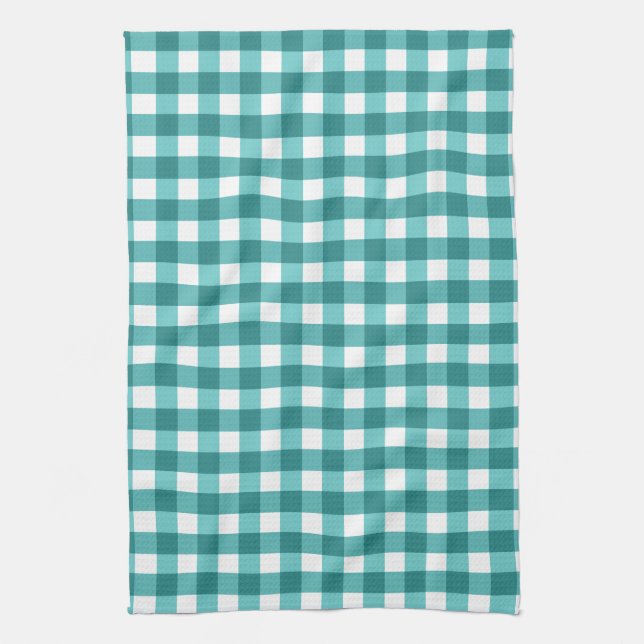 Teal gingham tea towel (Vertical)