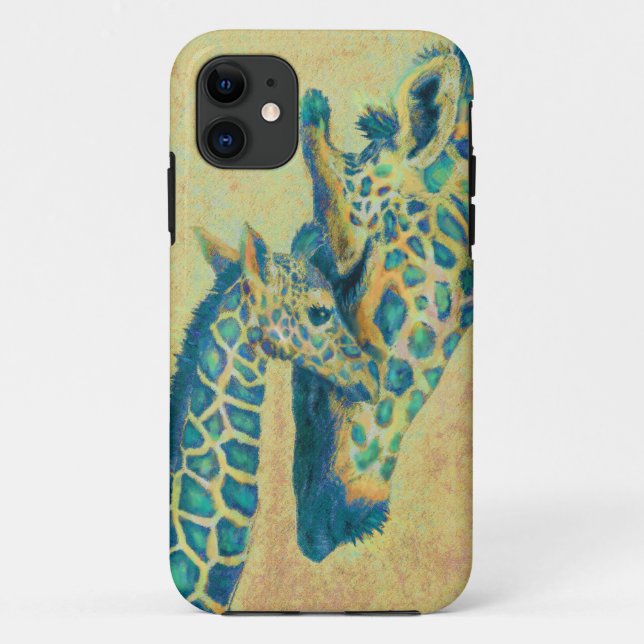 teal giraffes iphone case (Back)